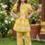 Yellow and white printed cotton festive wear kurta set