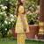 Yellow and white printed cotton festive wear kurta set