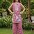 Pink and white printed cotton festive wear kurta set
