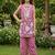 Pink and white printed cotton festive wear kurta set