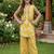 Yellow and white printed cotton festive wear kurta set