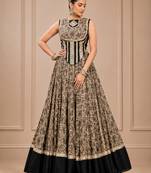 Black Navratri Chanderi Lehenga with Real Mirror Work