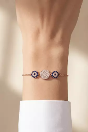 925 silver sapphire medallion gaze bracelet for women