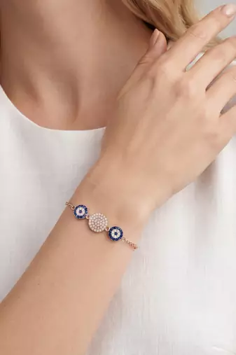925 silver sapphire medallion gaze bracelet for women