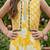 Yellow and white printed cotton festive wear kurta set