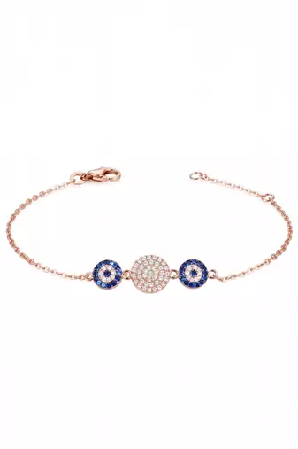 925 silver sapphire medallion gaze bracelet for women