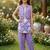 Purple and white printed cotton festive wear kurta set