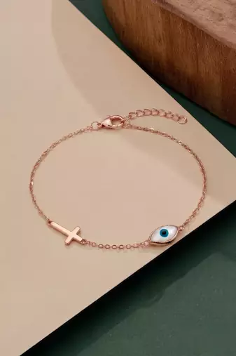 925 silver crossed gaze bracelet for women