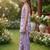 Purple and white printed cotton festive wear kurta set