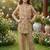 Brown and white printed cotton festive wear kurta set