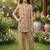 Brown and white printed cotton festive wear kurta set