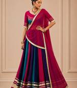 Multicolor Navratri Chinon Lehenga Set with Gotta Patti Work
