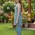 Blue and multi printed cotton festive wear kurta set