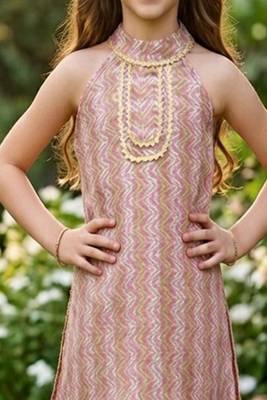 Pink and multi printed cotton festive wear kurta set 5