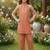 Coral and golden printed cotton festive wear kurta set