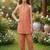 Coral and golden printed cotton festive wear kurta set
