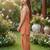 Coral and golden printed cotton festive wear kurta set