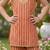 Coral and golden printed cotton festive wear kurta set