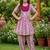 Magenta and white printed cotton festive wear kurta set