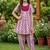 Magenta and white printed cotton festive wear kurta set