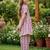 Magenta and white printed cotton festive wear kurta set