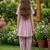 Magenta and white printed cotton festive wear kurta set