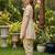 Brown and white printed cotton festive wear kurta set