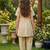 Brown and white printed cotton festive wear kurta set