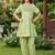 Green and white printed cotton festive wear kurta set