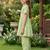 Green and white printed cotton festive wear kurta set