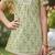 Green and white printed cotton festive wear kurta set