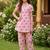Pink and white printed cotton festive wear kurta set