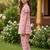 Pink and white printed cotton festive wear kurta set