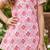 Pink and white printed cotton festive wear kurta set