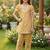 Brown and white printed cotton festive wear kurta set