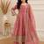 Peach fendy silk embroidery with sequence work kids anarkali set
