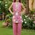 Pink and white printed cotton festive wear kurta set