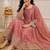 Peach fendy silk embroidery with sequence work kids anarkali set