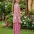 Pink and white printed cotton festive wear kurta set