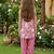 Pink and white printed cotton festive wear kurta set