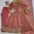 Peach fendy silk embroidery with sequence work kids anarkali set