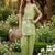 Green and white printed cotton festive wear kurta set