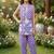 Purple and white printed cotton festive wear kurta set