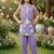 Purple and white printed cotton festive wear kurta set