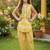Yellow and white printed cotton festive wear kurta set