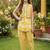 Yellow and white printed cotton festive wear kurta set