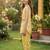 Yellow and white printed cotton festive wear kurta set