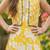 Yellow and white printed cotton festive wear kurta set