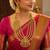 South Indian Temple Jewelry Long Haram Set, Lakshmi Pendant, Jhumka Earrings, Antique Gold Finish