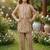 Brown and white printed cotton festive wear kurta set
